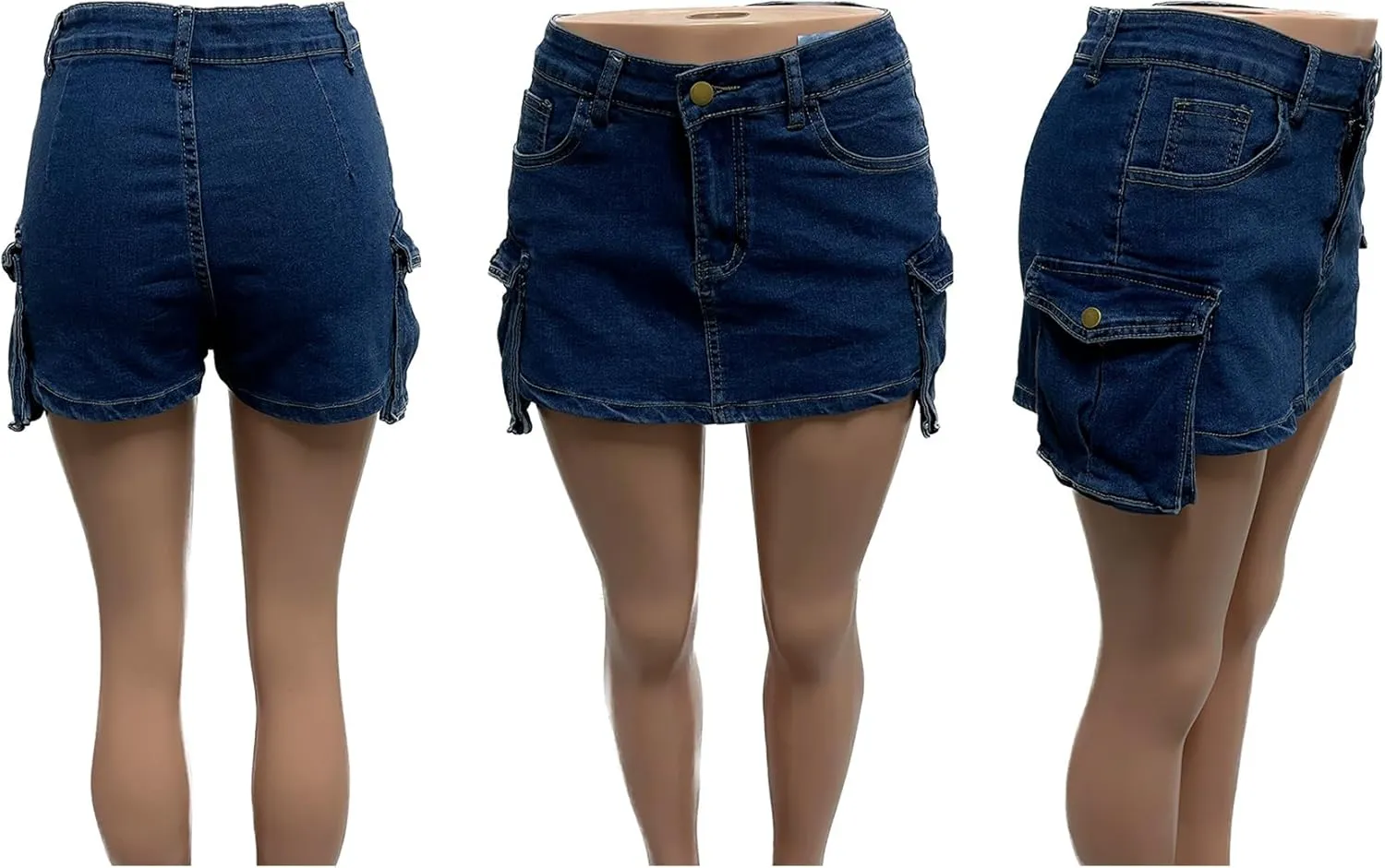 LETSVDO Women's Denim Skorts Skirts High Waisted Y2k Pleated Ruffle A Line Frayed Flare Sexy Jean Mini Skirt Shorts