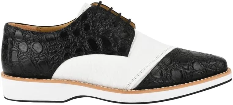 LIBERTYZENO Mens Knitted, EEL & Croco Print Genuine Leather Adults Lace Up Oxford Dress Shoes for Prom Graduation