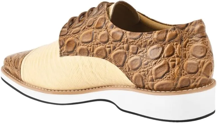 LIBERTYZENO Mens Knitted, EEL & Croco Print Genuine Leather Adults Lace Up Oxford Dress Shoes for Prom Graduation