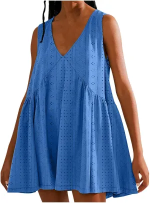 Light Blue Mini Dress Sleeveless Maternity Casual Dress Outfits for Women Wrap Mini Dresses Women Casual V Neck Dress
