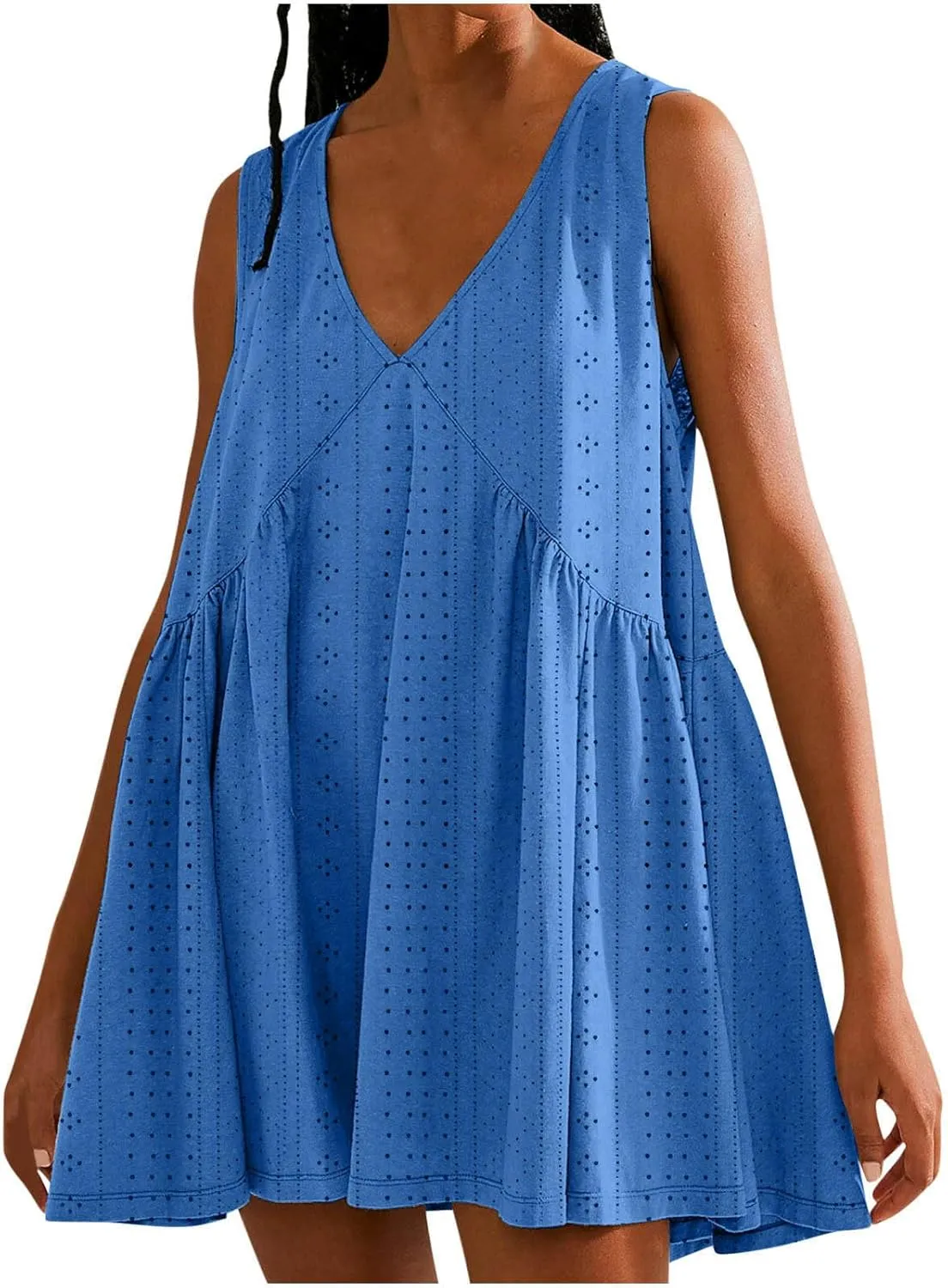 Light Blue Mini Dress Sleeveless Maternity Casual Dress Outfits for Women Wrap Mini Dresses Women Casual V Neck Dress