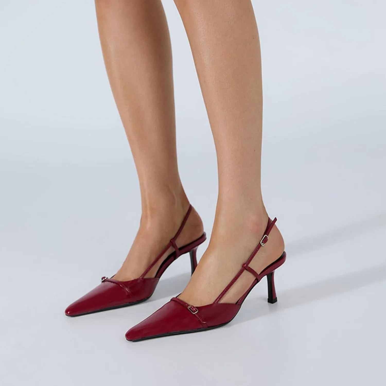 MAVMAX Slingback Heels for Women Kitten Heels with Bow Pointed Close Toe Pumps Dress Party Heeled Sexy Wedding Shoes