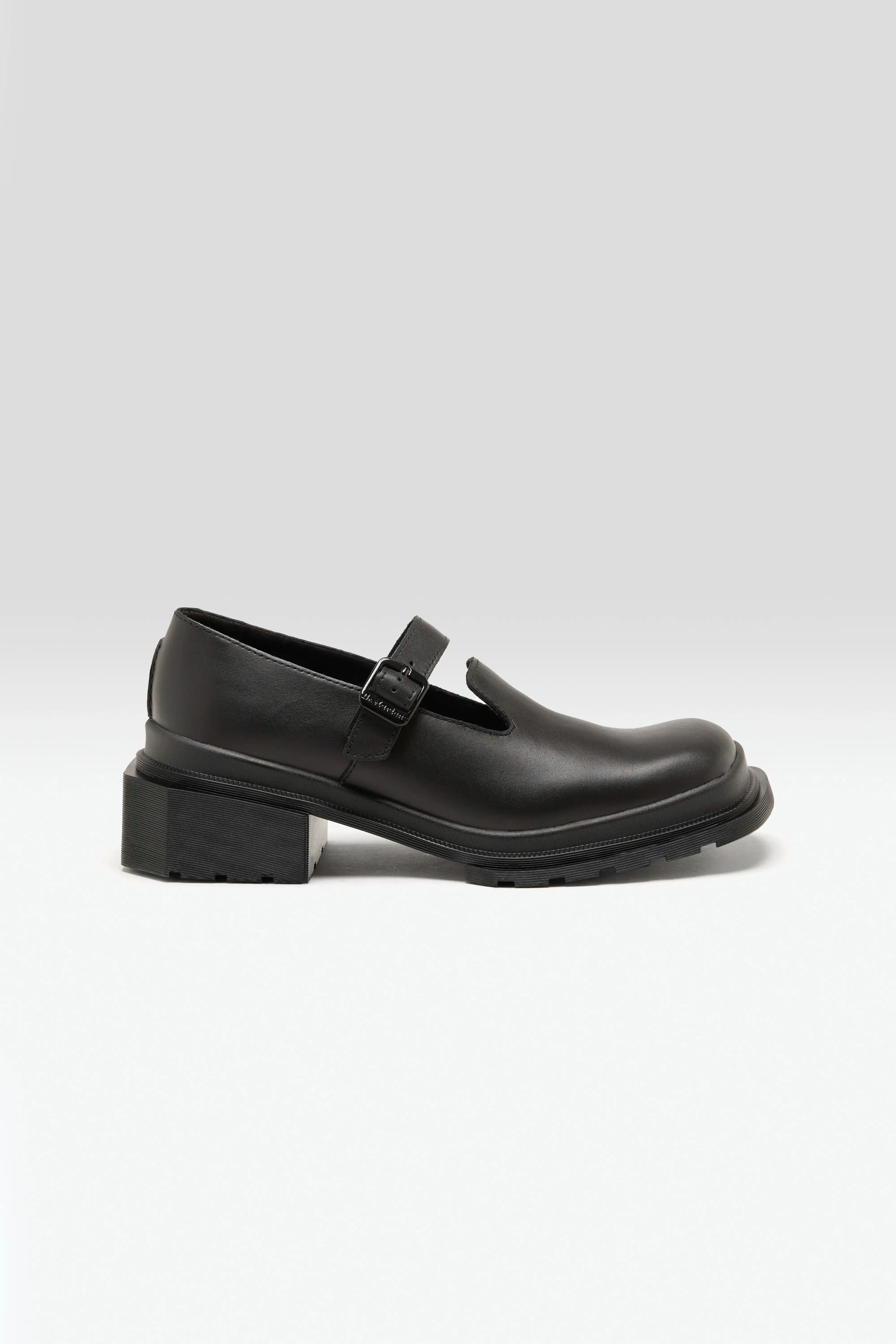 Maybole Square Toe Leather Mary Janes  (251 / W / BLACK)