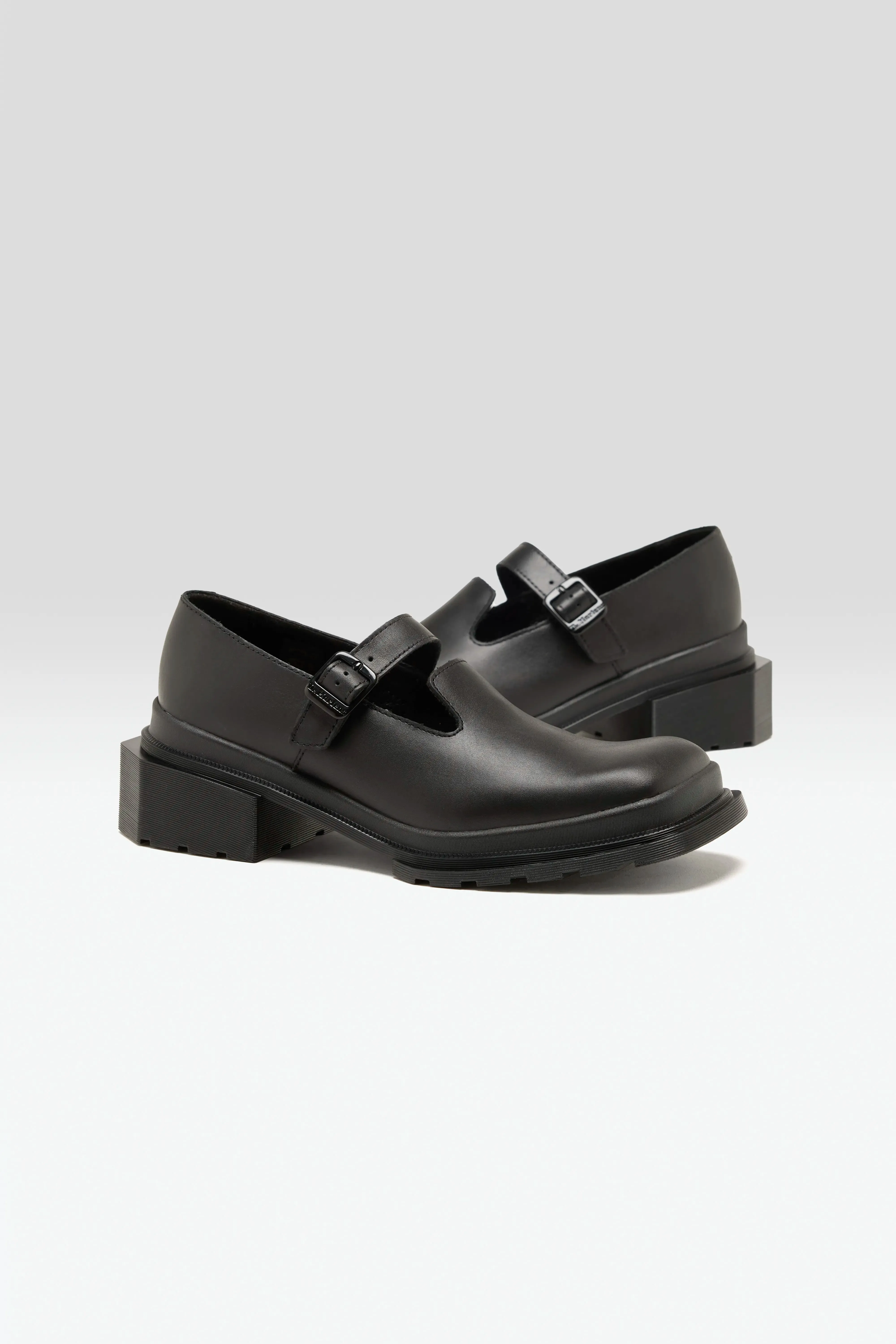 Maybole Square Toe Leather Mary Janes  (251 / W / BLACK)