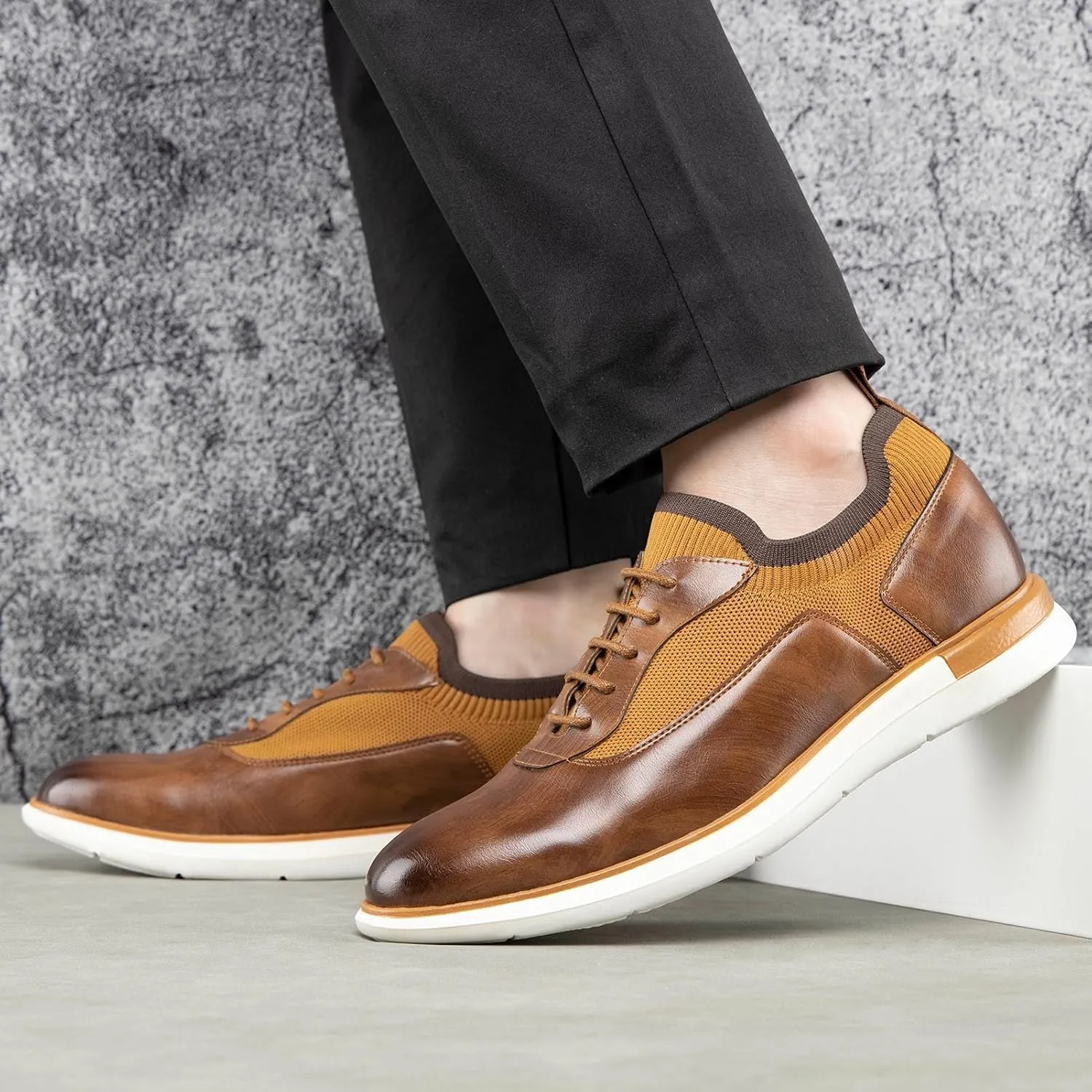 Meijiana Men's Oxfords Casual Dress Shoes Leather Lace Up Shoes for Men Business Oxford Shoes