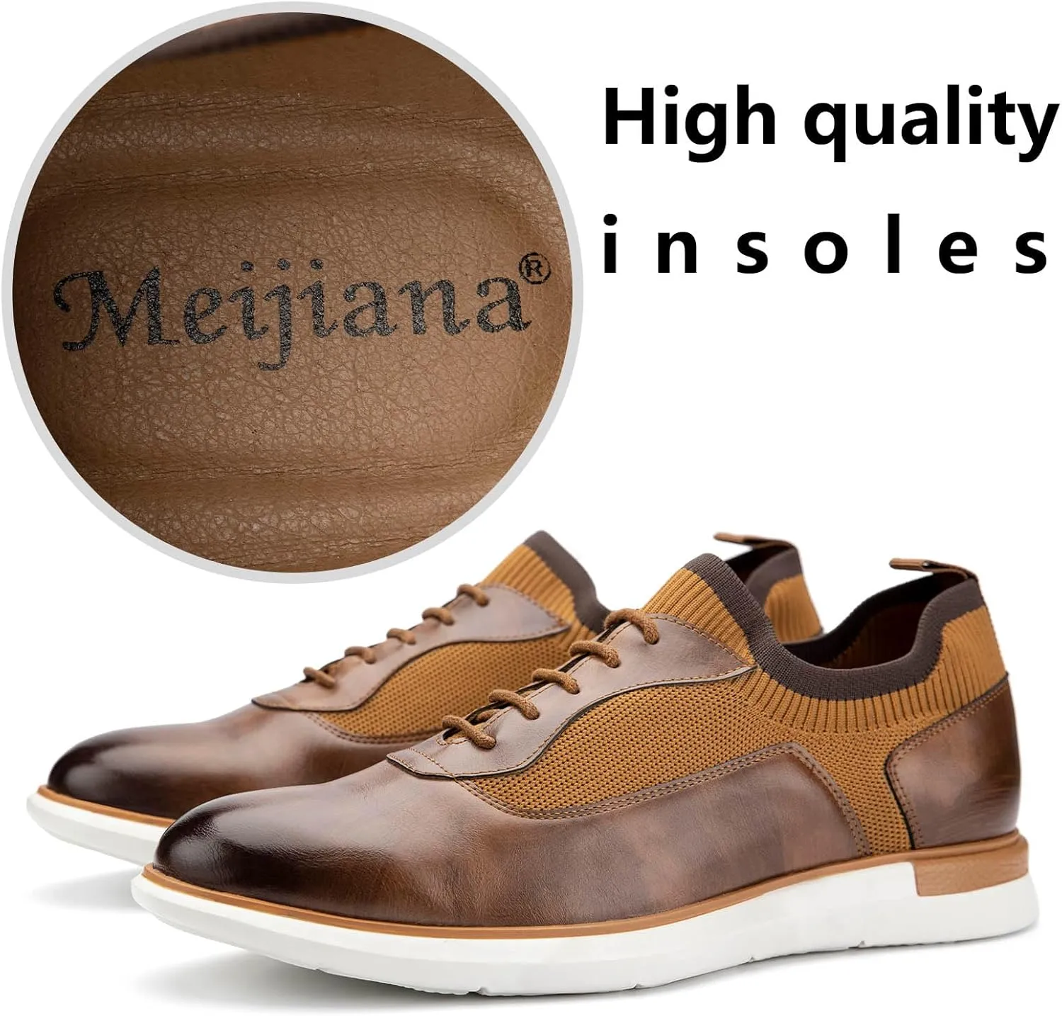 Meijiana Men's Oxfords Casual Dress Shoes Leather Lace Up Shoes for Men Business Oxford Shoes