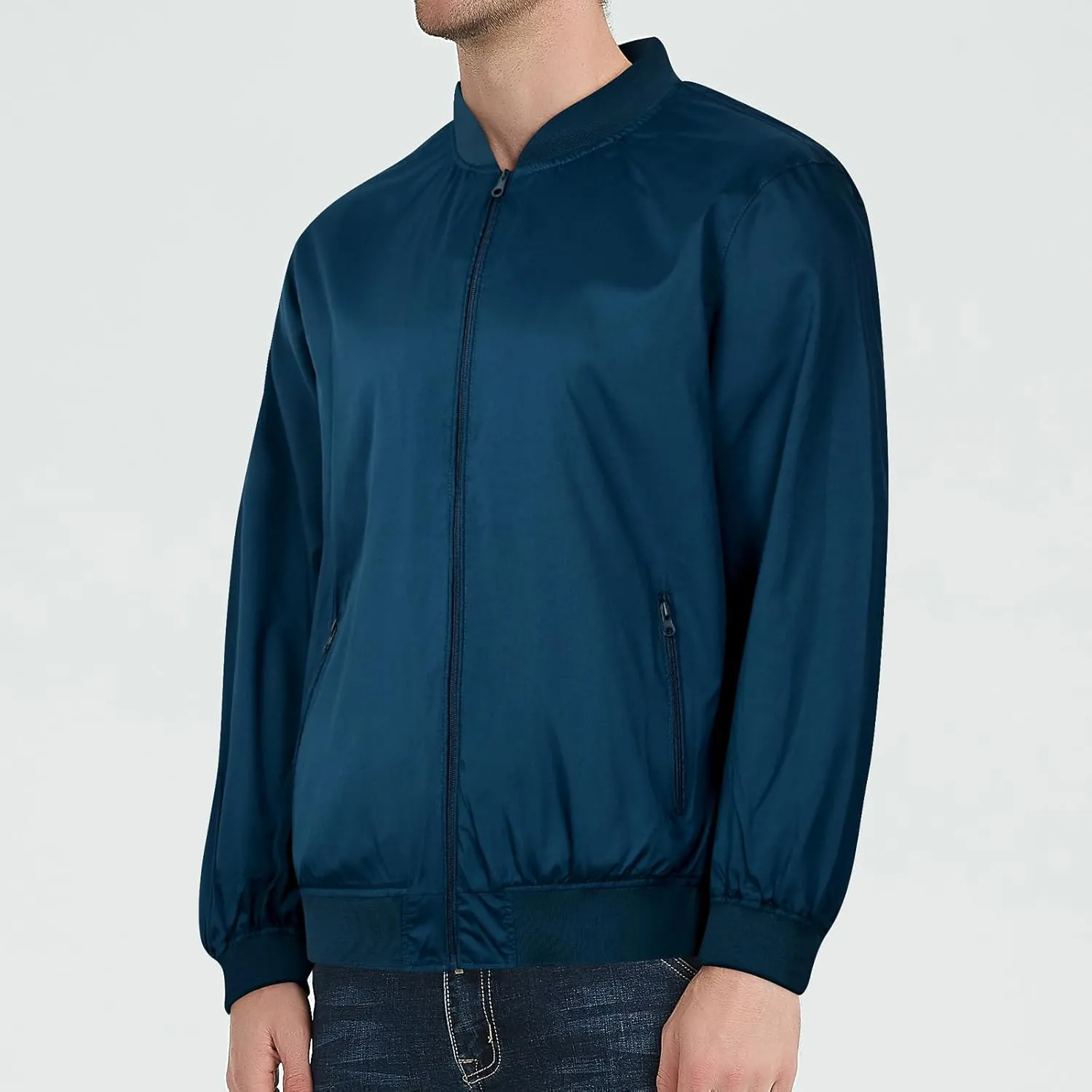 Mens Bomber Jacket Lightweight Causal Windbreaker Flight Track Jackets Waterproof Zip Up Outdoor Coat for Travel Golf