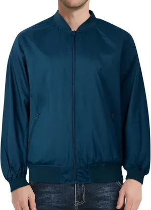 Mens Bomber Jacket Lightweight Causal Windbreaker Flight Track Jackets Waterproof Zip Up Outdoor Coat for Travel Golf