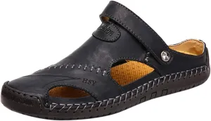 Mens Casual Sandals Casual Shoes Breathable Sandals Men's Leather Summer Outdoor Beach Rubber Slide for Men