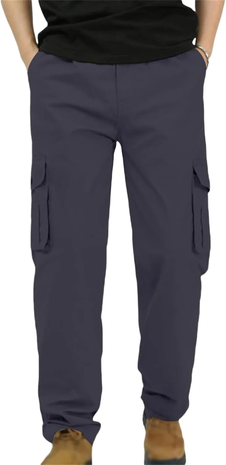 Men's Fashion Cargo Pants Slim Fit Straight Leg Trousers Open Bottom Athletic Pants Business Leisure Cargo Trousers