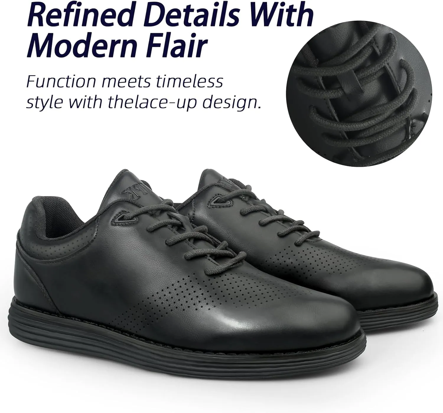 Men's Fashion Dress Sneakers Casual Walking Shoes Business Oxfords Comfortable Lightweight Breathable Tennis Lace-Up Mesh/Leather