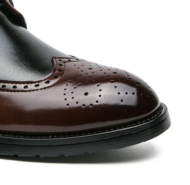 Men's High Top Casual Leather Shoes Contrast