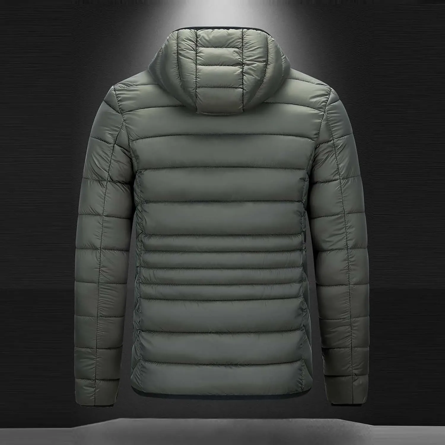 Men's Lightweight Puffer Jacket Hooded Windproof Winter Coat Full Zip Insulated Quilted Lined Down Coat with Removable Hood