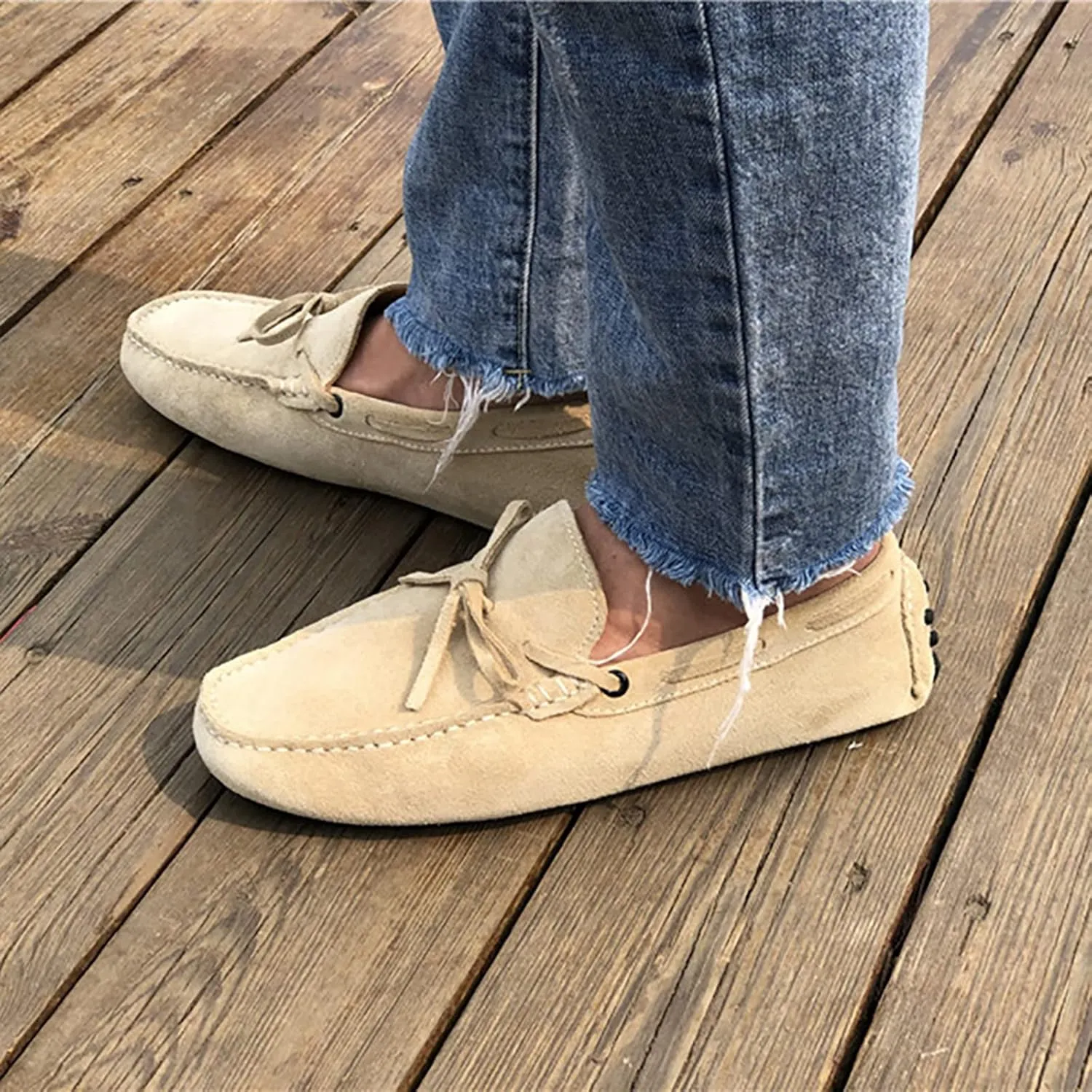 Men's Soft Suede Driving Loafers Shoes Handmade Moccasin Slippers Business Shoes Leather Loafers Casual Shoes for Men Slip On Boat Shoes