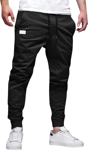 Mens Workout Cargo Sweatpants Pants Pockets Men's Pants Mens Active Athletic Sweatpants Fleece Open Bottom Drawstring