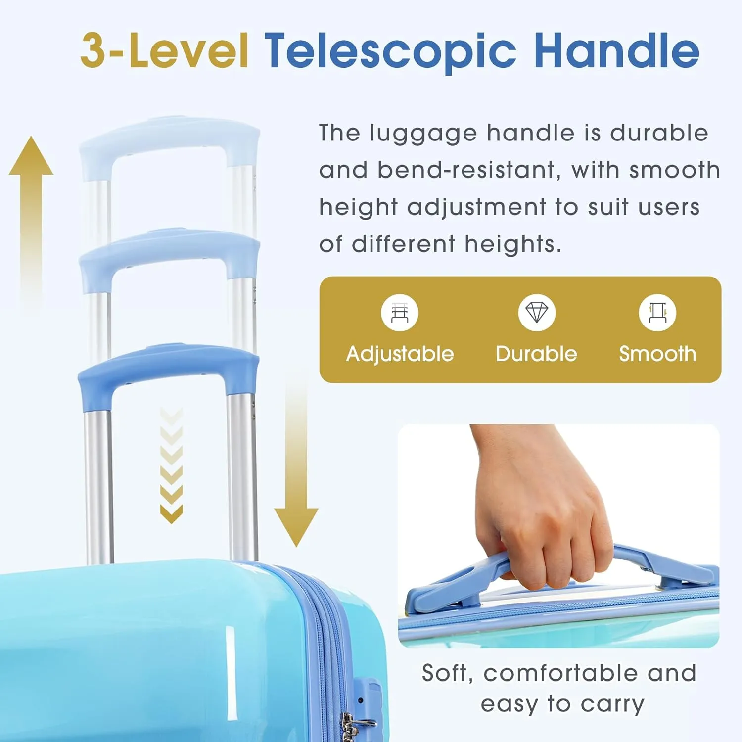 Merax Hardshell Luggage Set 3 Piece  20"/24"/28" Expandable Colorful Glossy Suitcases with Spinner Wheels and TSA Lock, Lightweight Durable PC ABS for Stylish Travel (Blue)
