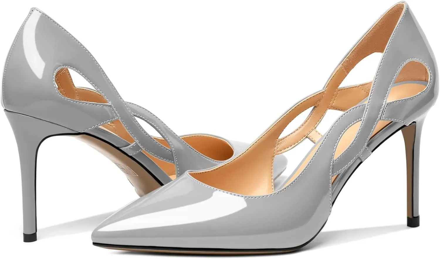 Mettesally Womens High Heel Pumps Pointed Closed Toe Heeled Shoes Stiletto High Heels Slip On Cross Strap Dress Party Shoes