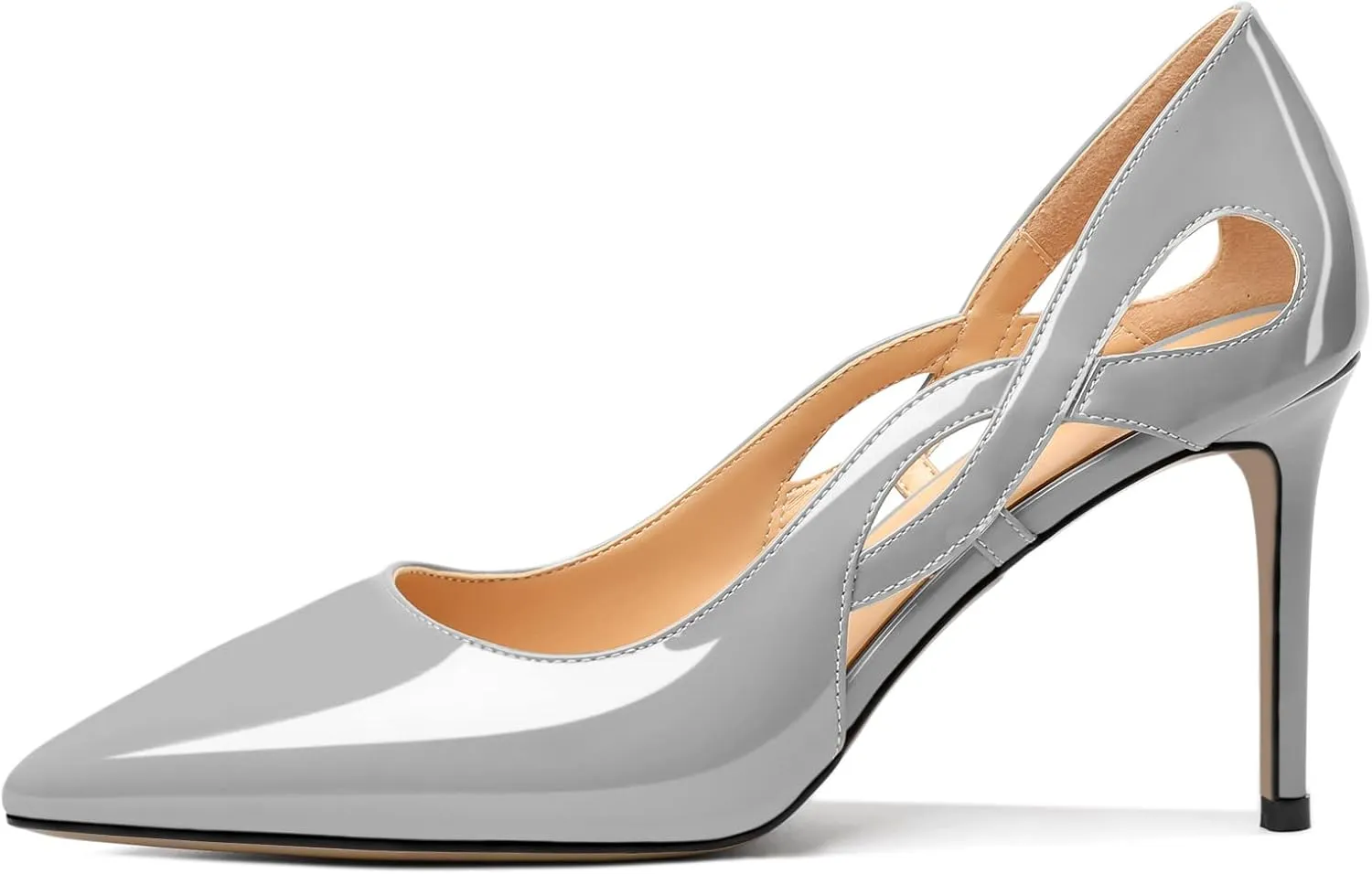 Mettesally Womens High Heel Pumps Pointed Closed Toe Heeled Shoes Stiletto High Heels Slip On Cross Strap Dress Party Shoes