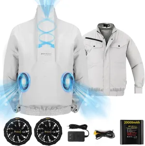 MIDIAN 30V Air Cooling Jacket, 20000mAh Large Capacity Cooling Clothes with Fan Body Cold Apparel for Working Cycling Outdoor