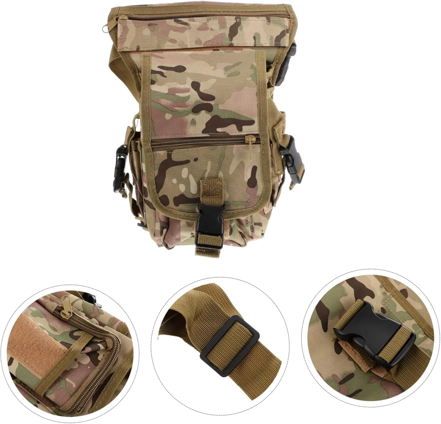 Mikikit Outdoor Thigh Bag Oxford Fabric Leg Pouch Waterproof Large Capacity for Hiking Cycling Camping