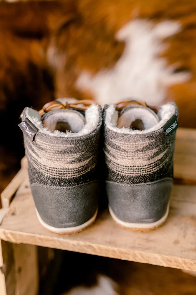 Minnetonka Torrey Moccasin Boots [Grey Aztec] ✙ON SALE NOW✙