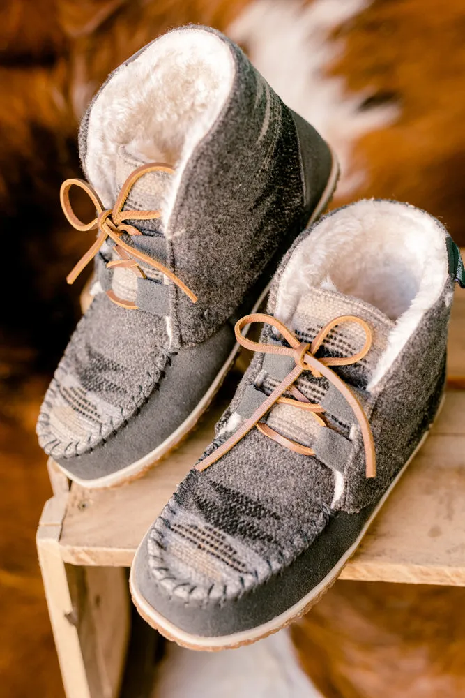 Minnetonka Torrey Moccasin Boots [Grey Aztec] ✙ON SALE NOW✙