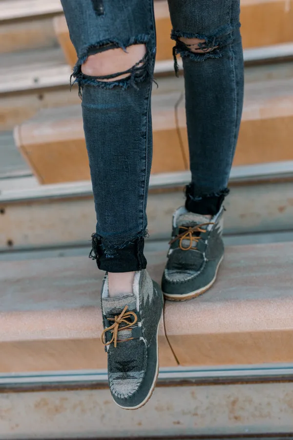 Minnetonka Torrey Moccasin Boots [Grey Aztec] ✙ON SALE NOW✙
