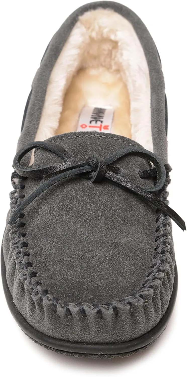 Minnetonka Women??s Camp Tie Moc ?? Cozy, Suede Moccasin Slippers for Women with Plush Pile Lining, Cushioned Footbed, and Durable Sole for Indoor & Outdoor Comfort