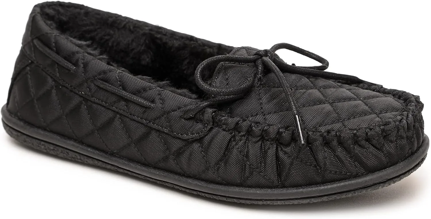 Minnetonka Women??s Camp Tie Moc ?? Cozy, Suede Moccasin Slippers for Women with Plush Pile Lining, Cushioned Footbed, and Durable Sole for Indoor & Outdoor Comfort