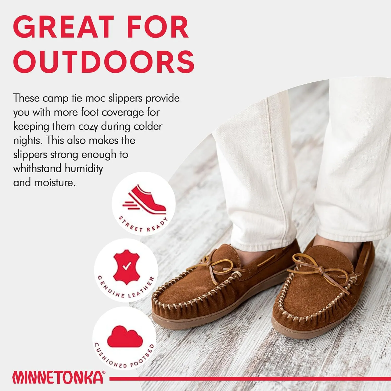 Minnetonka Women??s Camp Tie Moc ?? Cozy, Suede Moccasin Slippers for Women with Plush Pile Lining, Cushioned Footbed, and Durable Sole for Indoor & Outdoor Comfort