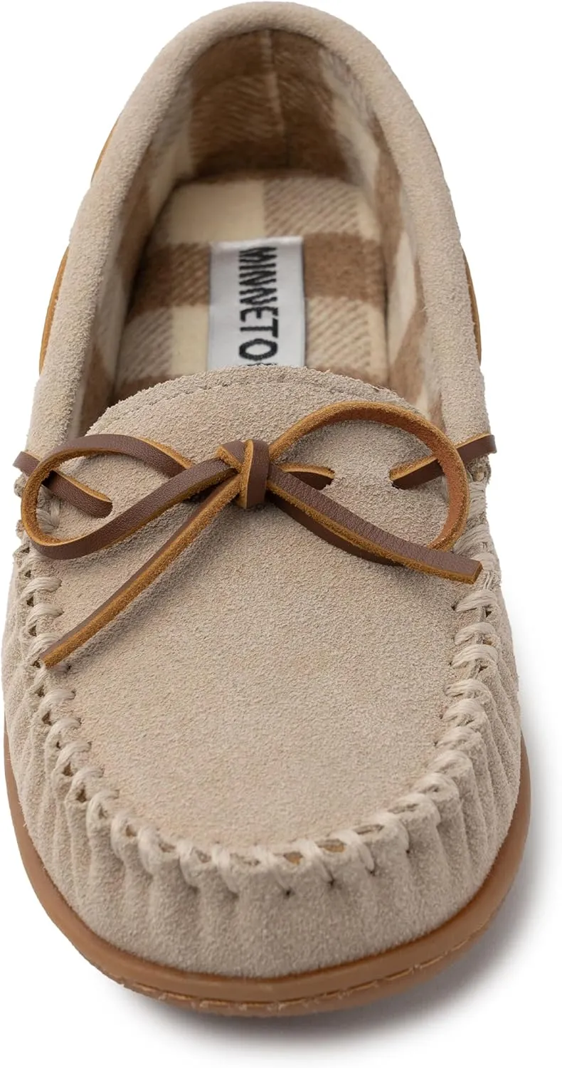 Minnetonka Women??s Camp Tie Moc ?? Cozy, Suede Moccasin Slippers for Women with Plush Pile Lining, Cushioned Footbed, and Durable Sole for Indoor & Outdoor Comfort