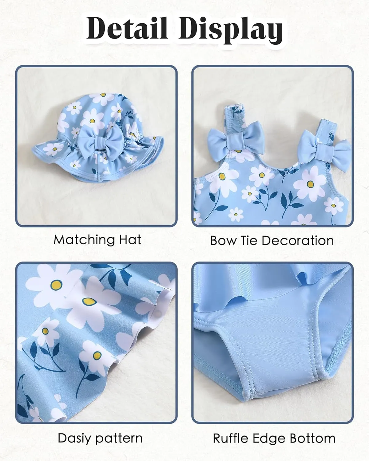 Mioglrie Baby Infant Swimsuit Girl Toddler Bathing Suit Girl Summer Beach Bikini Tankini Swimwear Hat 3-24 Months 2t-5t