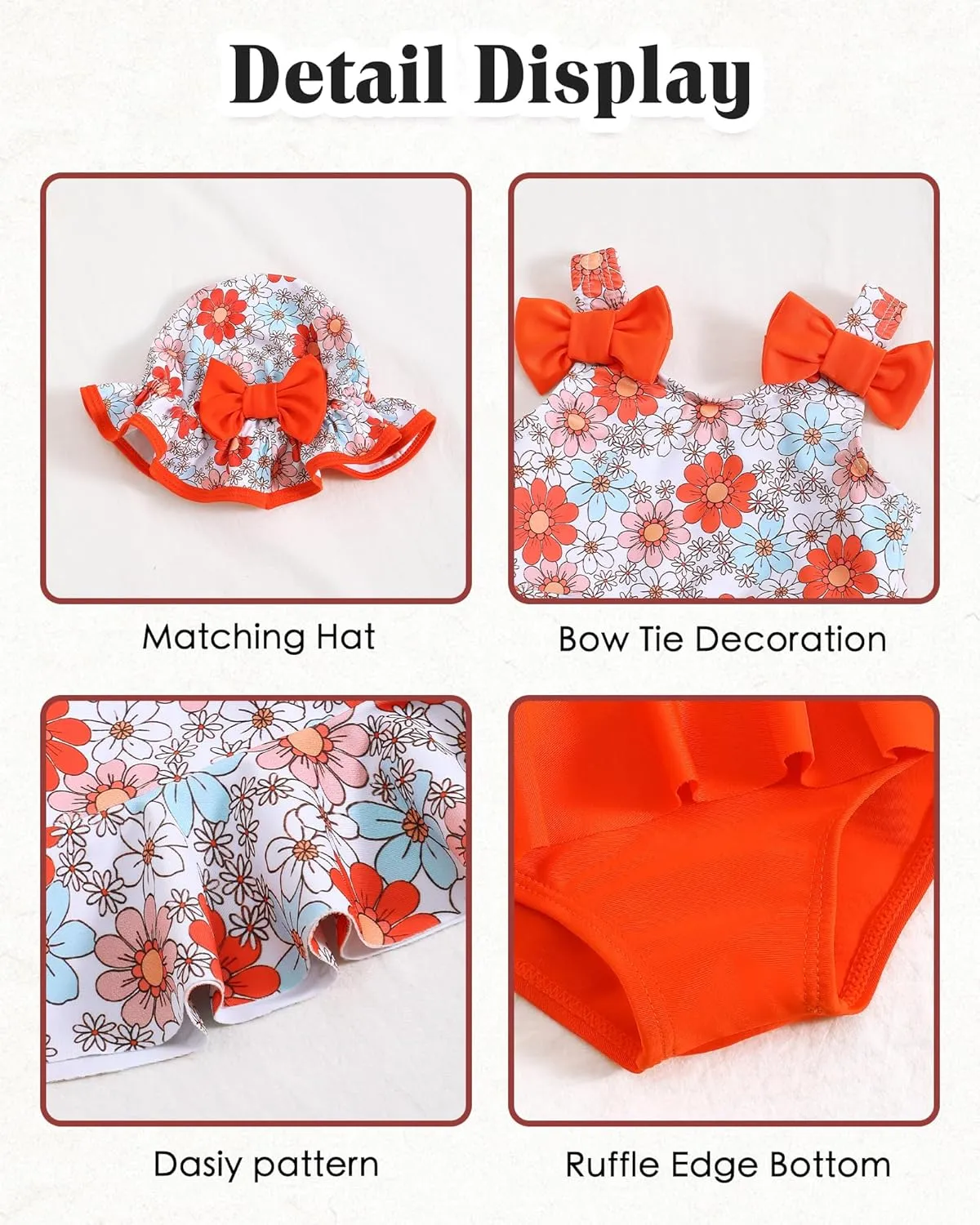 Mioglrie Baby Infant Swimsuit Girl Toddler Bathing Suit Girl Summer Beach Bikini Tankini Swimwear Hat 3-24 Months 2t-5t