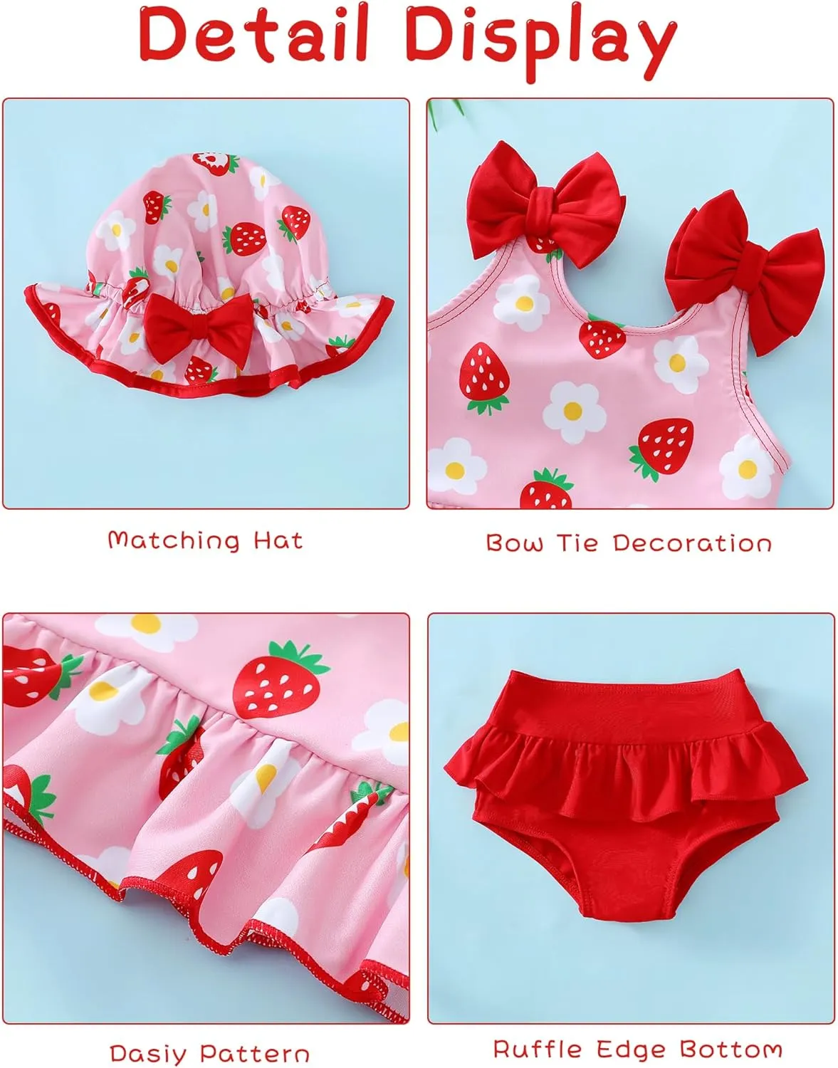 Mioglrie Baby Infant Swimsuit Girl Toddler Bathing Suit Girl Summer Beach Bikini Tankini Swimwear Hat 3-24 Months 2t-5t