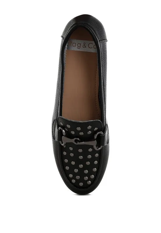 Modaha Horsebit & Embellished Real Leather Loafers for Women