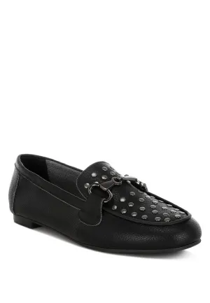 Modaha Horsebit & Embellished Real Leather Loafers for Women
