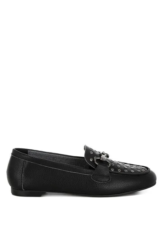 Modaha Horsebit & Embellished Real Leather Loafers for Women