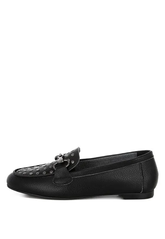 Modaha Horsebit & Embellished Real Leather Loafers for Women