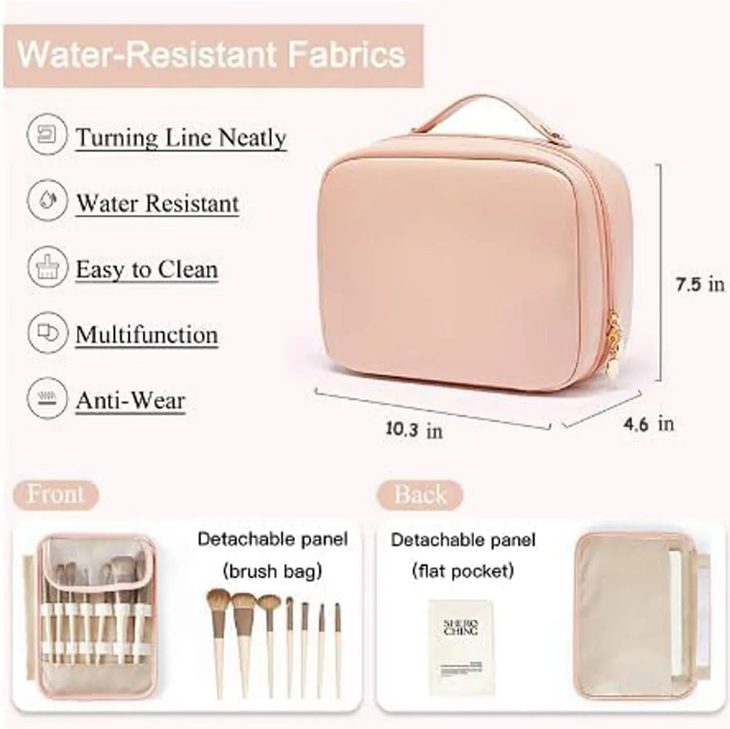 Multi Compartment Toiletry Cosmetic Bag, Setpatient,Set Patient Travel Makeup Bag, PU Leather Waterproof Travel Toiletry Bag, Makeup Organizer with Multiple Pockets (Black)