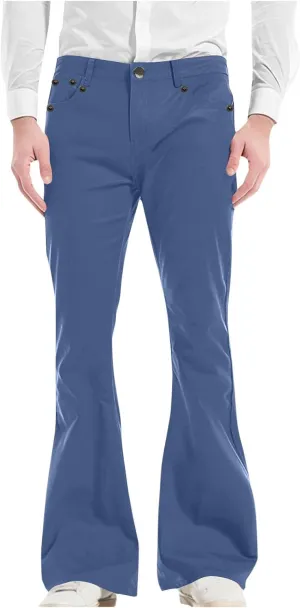 Muscularfit Men's Pants Slim Fit Stretch Fashion Chino Bell Bottom Flares Pants Causal Vintage Zipper Button Autumn Trousers