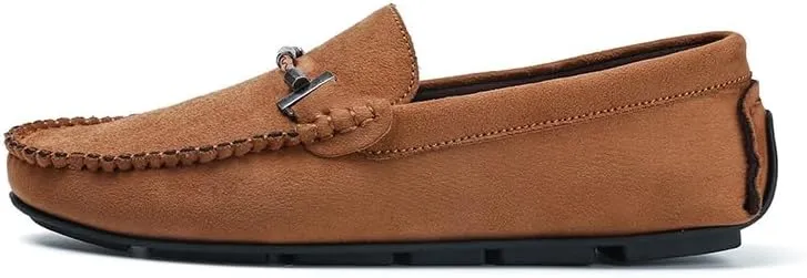 New Loafers for Men Solid Color Round Toe Suede Driving Loafers Lightweight Flexible Anti-Slip Outdoor Slip On
