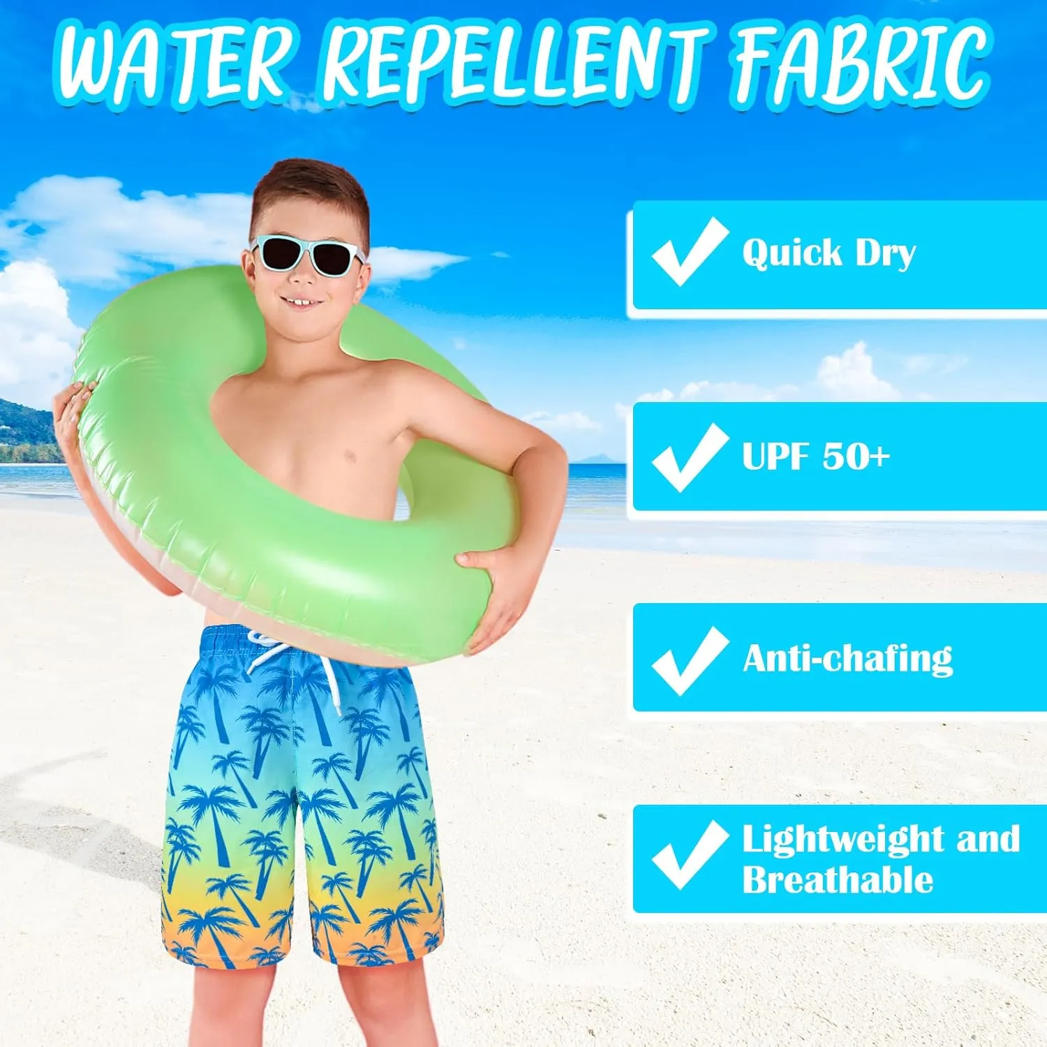 OlyPegic Boys Swim Trunks with Boxer Brief Liner Compression Boy Bathing Suit Quick Dry Beach Swimsuit Toddler Swim Shorts
