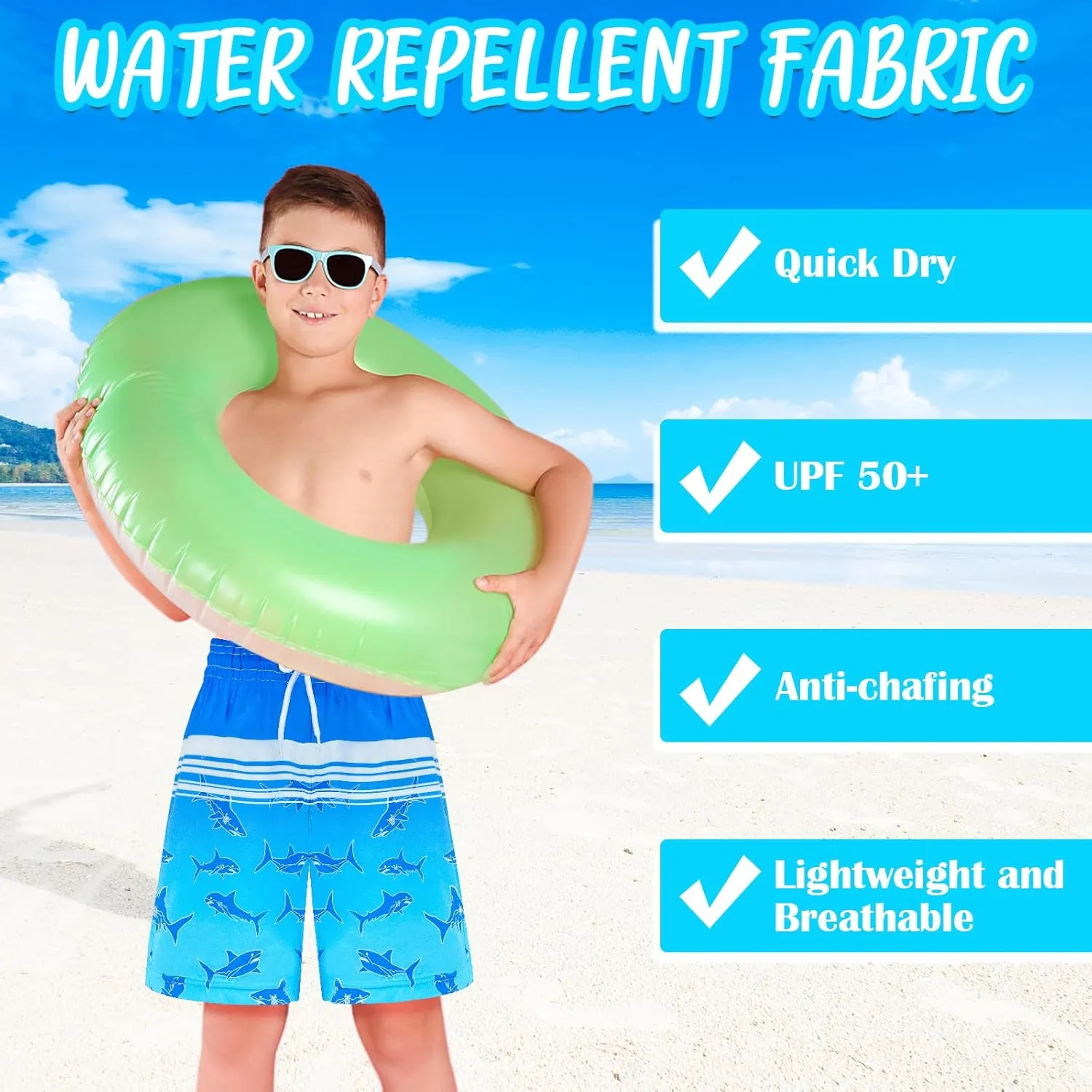 OlyPegic Boys Swim Trunks with Boxer Brief Liner Compression Boy Bathing Suit Quick Dry Beach Swimsuit Toddler Swim Shorts