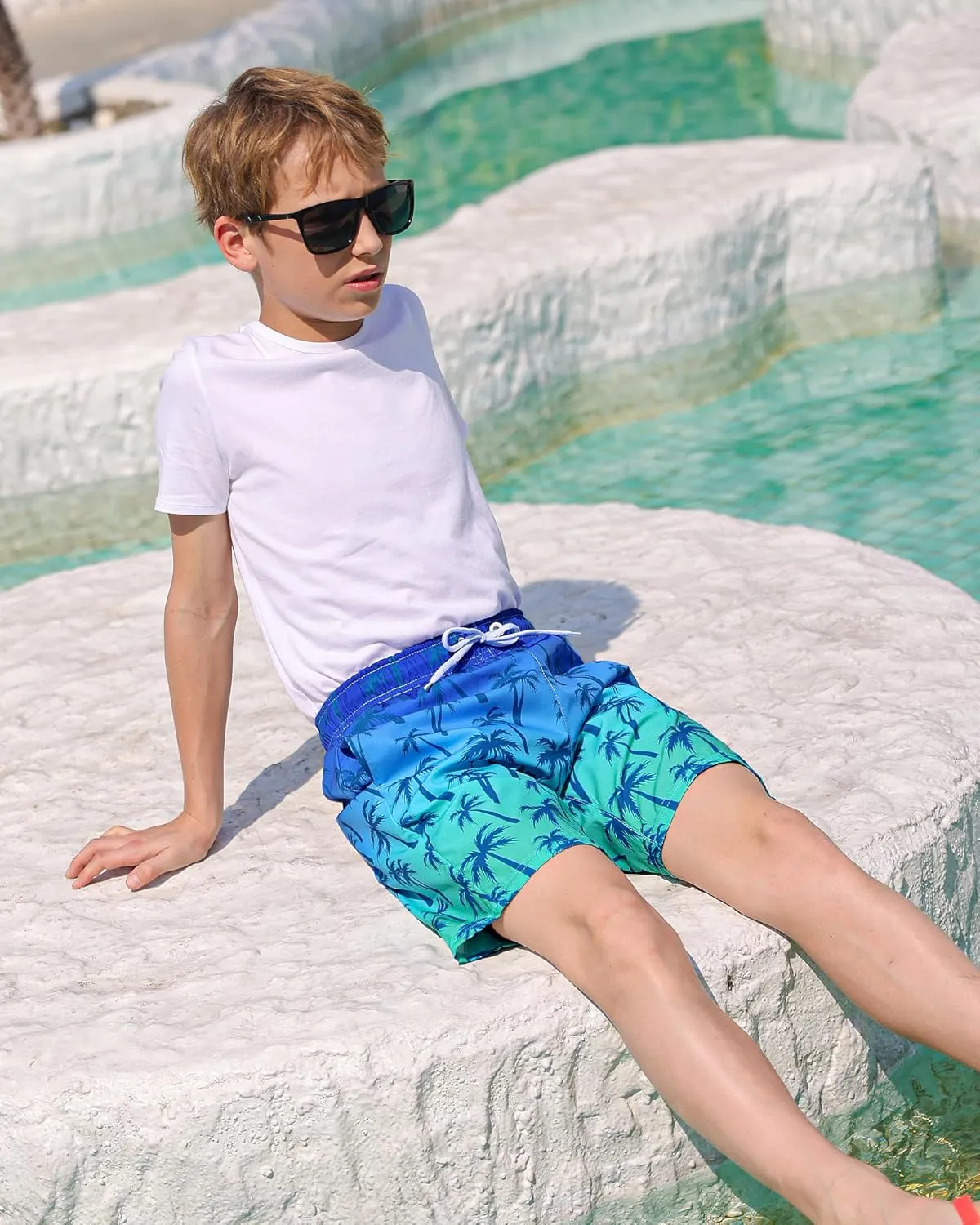 OlyPegic Boys Swim Trunks with Boxer Brief Liner Compression Boy Bathing Suit Quick Dry Beach Swimsuit Toddler Swim Shorts