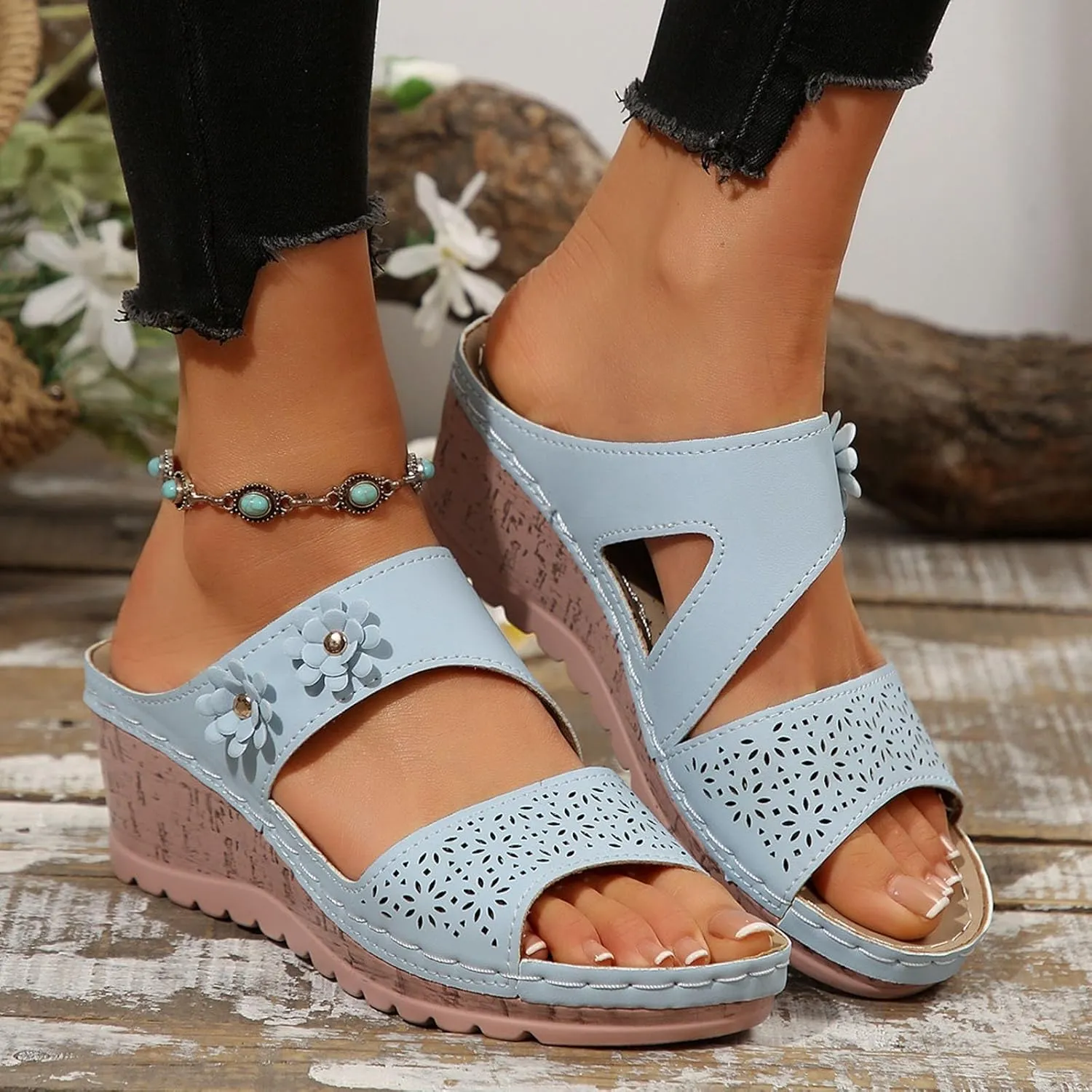 Orthopedic Wedge Sandals for Women Platform Slip-On Fashion Sandals Outdoor Comfortable Breathable Stylish Casual Footwear Summer Sandals Comfortable Casual Sandals