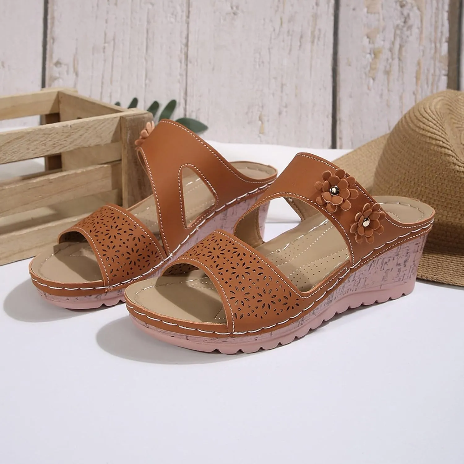 Orthopedic Wedge Sandals for Women Platform Slip-On Fashion Sandals Outdoor Comfortable Breathable Stylish Casual Footwear Summer Sandals Comfortable Casual Sandals