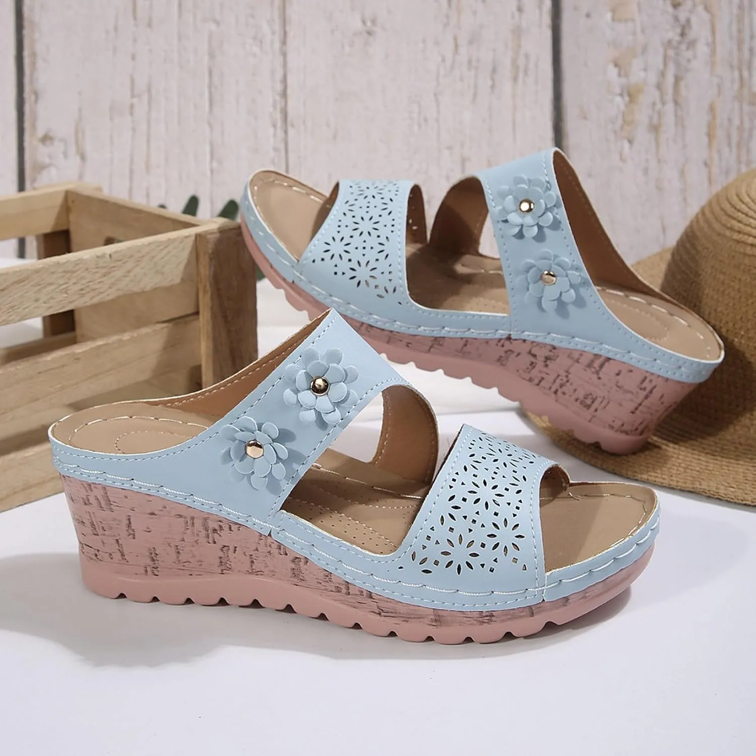 Orthopedic Wedge Sandals for Women Platform Slip-On Fashion Sandals Outdoor Comfortable Breathable Stylish Casual Footwear Summer Sandals Comfortable Casual Sandals