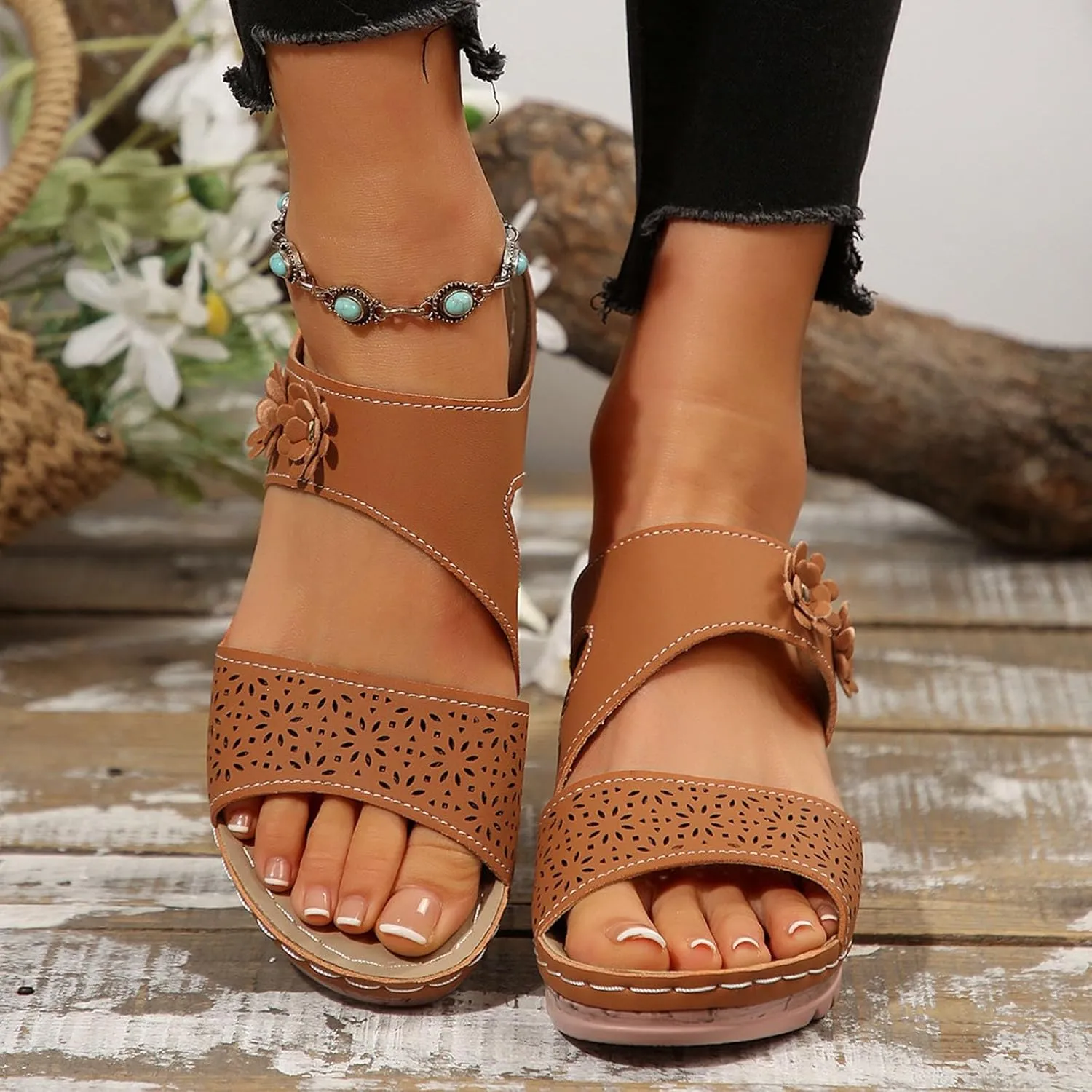 Orthopedic Wedge Sandals for Women Platform Slip-On Fashion Sandals Outdoor Comfortable Breathable Stylish Casual Footwear Summer Sandals Comfortable Casual Sandals