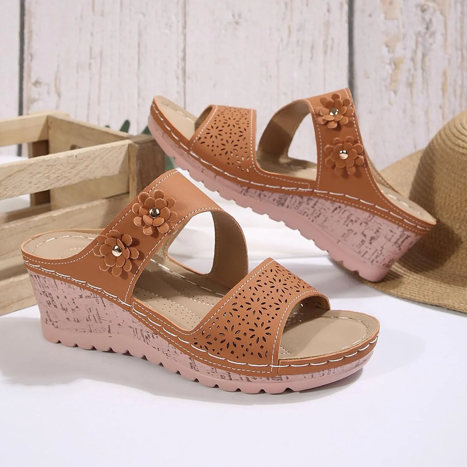 Orthopedic Wedge Sandals for Women Platform Slip-On Fashion Sandals Outdoor Comfortable Breathable Stylish Casual Footwear Summer Sandals Comfortable Casual Sandals