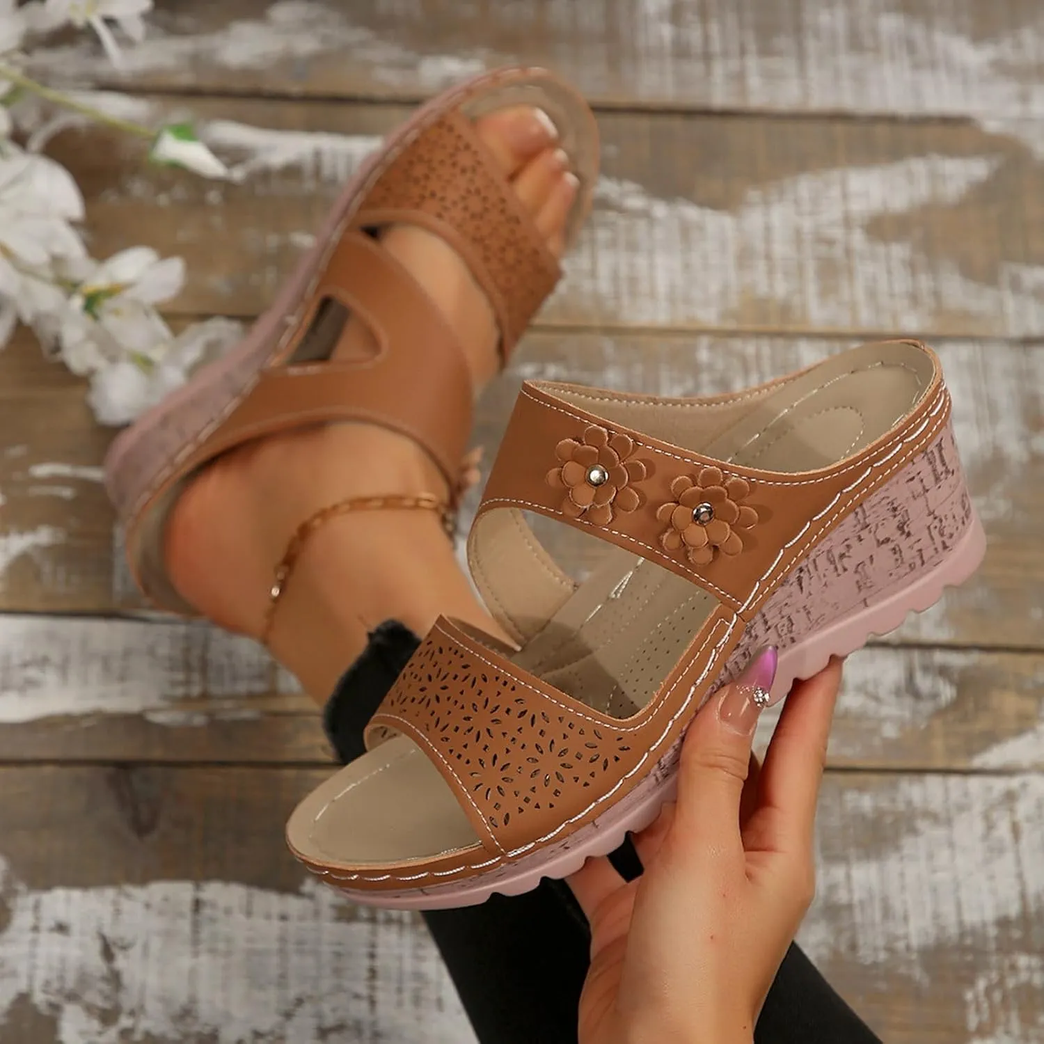 Orthopedic Wedge Sandals for Women Platform Slip-On Fashion Sandals Outdoor Comfortable Breathable Stylish Casual Footwear Summer Sandals Comfortable Casual Sandals